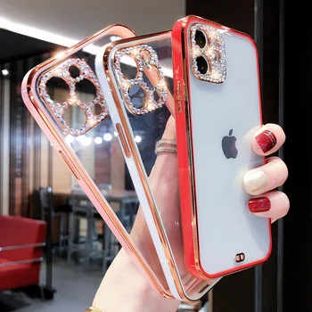 Bling Crystal Electroplate Pehme TPU Telefon Case For iPhone 12 Pro Max 11 X XS Max XR 7 8 Plus tagakaas