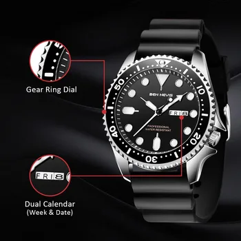2021 Mood Meeste Veekindel Quartz Watch Reguleeritav Silikoon Watchband Kuupäev, Kalender Käekellad Multifunktsionaalsed Quartz Watch