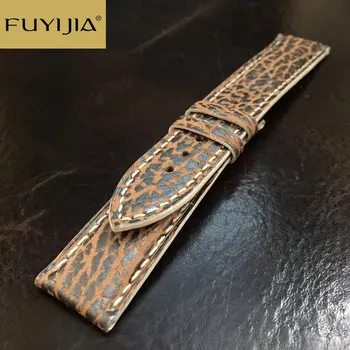 FUYIJIA Käsitöö Hai Nahka Watchbands Mehed Naised Watch Band 14MM 16MM 18MM 20MM 22MM Custom Top Brändi Rihm naturaalsest Nahast Vöö