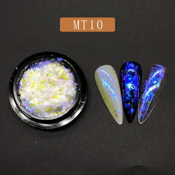 MT Magic tähistaeva Peegel Mõju Holograafiline Kameeleon Läbipaistev Vikerkaar Nail Art Lible Pigment-Pulber Küünte Art Pulber