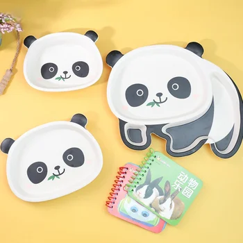 Laste Toidunõude Komplekt Tilk-tõend Riis Kaussi Bamboo Puu-Plaat Loominguline Panda Partition Plate Hulgimüük