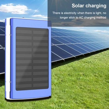 20000mah Solar Power Bank Kaasaskantav Veekindel Väljas Mobile Power kõvaketas Kasti LED Solar Power Bank älypuhelimia