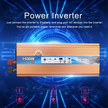 Kuld Converter Sine Wave Power Inverter 1500W DC 12V/24V AC 220V/110V Sõiduki Auto Siinus Toide Inverter