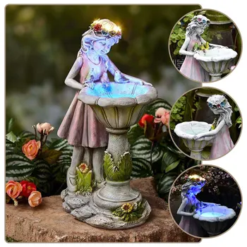 Lill Haldjas Kuju Päikese Valgus Vaik Aed Statue Hõõguv Väljas Hoov Kaunistamiseks Flower Fairy Skulptuur Figuriin