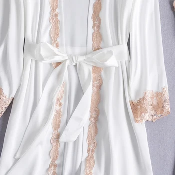 Sleepwear Naiste Pidžaama 5TK Rüü Komplekt Satiin Nightwear Pits Naistepesu Kimono Hommikumantel Kleit Juhuslik Pidžaamad Siserõivad Nightgowns