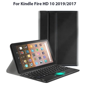 Keyboard Case for Kindle Fire HD 10 2019 /2017 Tableti puhul Kindle Fire HD 10 Pehme TPU Tagasi Kest Kate funda capa + filmid