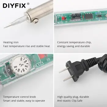 DIYFIX Reguleeritava Temperatuuriga Elektrilised jootekolb Koos Anti-staatiline Clip Välise Kütte Otsa Mobiiltelefoni PCB Rpeir Tööriist