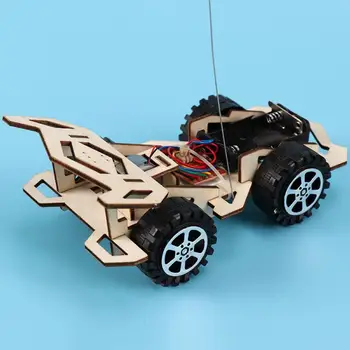 Kid Puidust DIY Assamblee 4-AHELS-Electric RC Racing Car Mudel Teadus Katse Mänguasja Huvitav DIY Assamblee Auto Mudel Kingitused