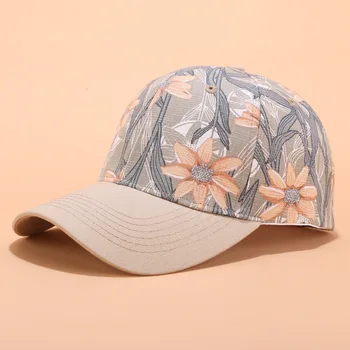 Casual Flower print Naiste Baseball Cap Müts Tüdrukutele Snapback Mütsid Naine Naine Väljas Casquette mütsid Suvel Päike Müts