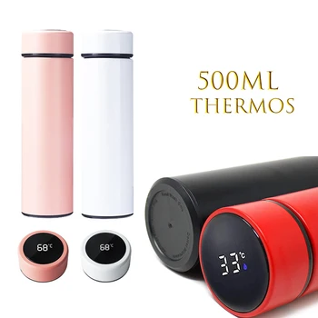 500ml Intelligentne Roostevabast Terasest Termosed Vaakum Thermoses Kohvi Tassi jõulukinke Temperatuuri Display Smart Vee Pudelid