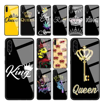 Kuningas, Kuninganna Kroon Case for Samsung Galaxy A50 A51 A70 A71 A40 A30 A10 S M30S J4 J6 Pluss Karastatud Klaasist Sac Telefoni Kate