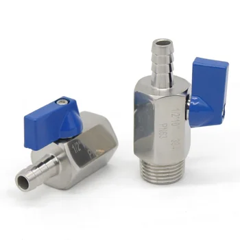 Tasuta kohaletoimetamine MINI ball valve, 1/8 1/4 3/8 1/2-7mm 8mm 10mm 12mm toru tower adapter sisekeere mees 304 2-way ball valve
