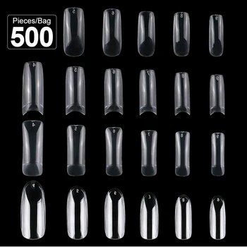 500Pcs Võlts Küüned vajuta elukutse nail Art Vihjeid Acrylic PLastic prantsuse Kaua Ballerina Läbipaistev/valge Kirstu Paindlik false nail