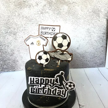 Jalgpall Korvpall Happy Birthday Cake Toppers Spordi Teema Sünnipäeva Cupcake Torukübar for Kids Sünnipäeva Kook Dekoratsioonid