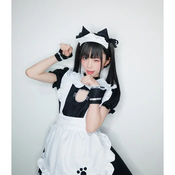 S-4XL Must Valge Kass Neiu Riided Cosplay Sexy Lolita Anime Armas Pehme Tüdruk, Neiu Ühtne Ahvatlev Komplekt Etapp Kelner Kostüümid