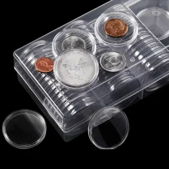 Mündid hoiukarpi Mündi Kapslid 60PCS 40 mm, Hõbedane Kotkad Mündi Puhul Mündi Omanik Ladustamise Konteineri Ladustamiseks Korraldaja Kasti #4O