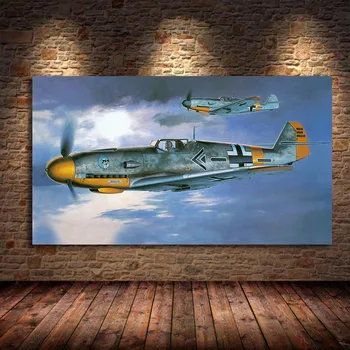 Bf109 Võitleja Air Lahing Monoplane Võitleja Klassikaline Õhusõidukite Lennuk Lõuendile Maali Seina Cuadros Pilte elutuba Raamimata