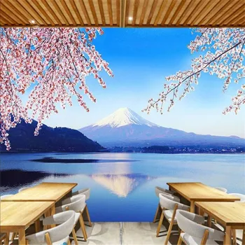 Jaapani Mount Fuji Sakura Romantiline Seina Paber 3D-Jaapani Köök, Sushi-Restoran, Hotelli Decor Seinamaaling Tapeet De Papel Parede 3d