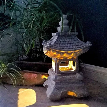 LED Päikese Valgus Retro Vaik Käsitöö Pagoda Laterna Skulptuur Lambid Aia Kaunistamiseks Teki Terrass Paigutus Ehted