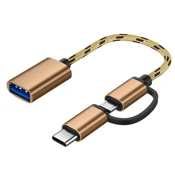2 In 1 USB 3.0 OTG Adapter Kaabel Universaalne Kuldne Hõbedane Tüüp-C Andmeid Sünkroonida Adapter Kaabel