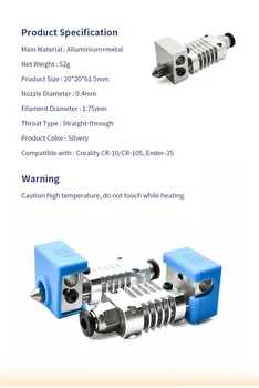 UniXYZ CR10 Full Metal J-head Hotend MK8 Ekstruuderis Komplekt CREALITY 3D Printer Ender 3 CR-10 Bowden Ekstruuderis