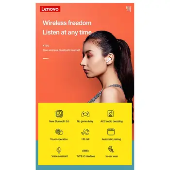 Lenovo Xt90 Tws Juhtmeta Bluetooth-Kõrvaklapp Touch Control HD Kõne Music Headset Ipx5 Veekindel Auto Paari Sport In-ear Kõrvaklappidega