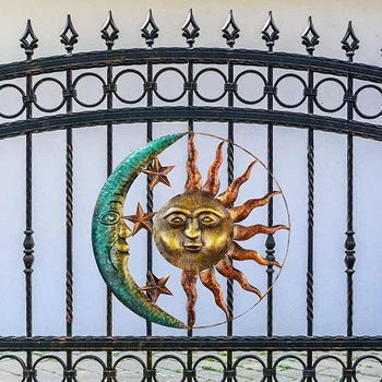 Metallist Seina Art Teenetemärgi Loominguline Sun Moon Kuju Rippuvad Kaunistused Decor Kodus elutoas Aed HFD889
