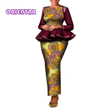 2021 2 Tükki Naiste Komplekt Traditsioonilise Aafrika Riided Naistele Pool Kleit Seelikud Set Custom Made Dashiki Tops + Seelikud WY8780