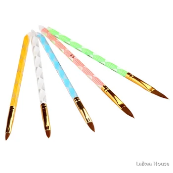5TK õlimaal Pen Nail Art Pen Harja Akrüül UV Gel Joonis Komplektid Voodrita Nylon Villa Crystal Pen Maniküür Vahendid Küünte Pintsel