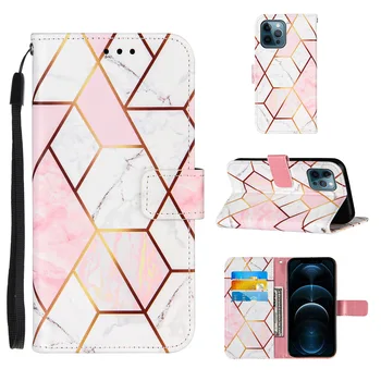 Marmor Klapp Rahakott, Telefon Case For iPhone 11 12 Pro Max 12 X Mini XS Max XR SE 2020 8 7 6s 6 Plus Värvitud Nahast Kate