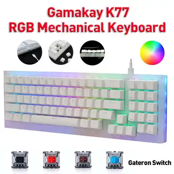 Gamakay K77 77 Võtmed kiirvahetus Mechanical Gaming Keyboard RGB Tyce-C Traadiga Gateron NKRO Vahetada Läbipaistev Klaasist Baasi 32K ROM