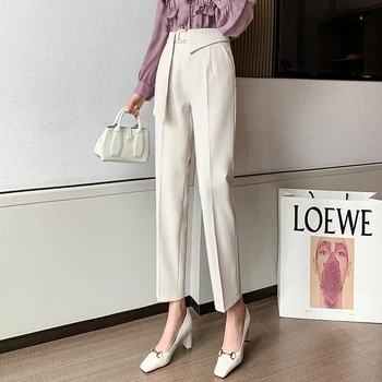 Lady Fashion Office Korea Ülikond Püksid Mood Naiste 2021 Kevad Sügis Vabaaja Püksid Naiste Kõrge Vöökoht Ametlik Püksid Q12