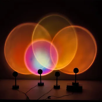Sunset Projektor Led-Atmosfääri Öö Valguses Vikerkaar Värviline Projektsioon USB Tabel Lamp Taust Kodu Kaunistamiseks
