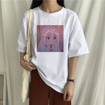 T-särk Naiste 2021 Kawaii Cartoon Prindi Tops Vabaaja daamid tops Uus Suvi Lühike varrukas Jaapani Harajuku stiilis naine tee tops