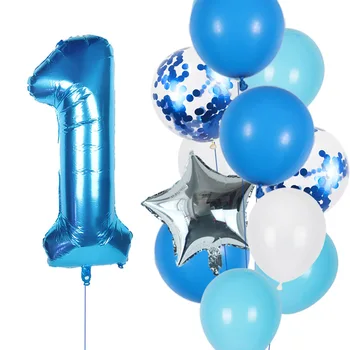 12tk Poiss Sünnipäeva Sinised Õhupallid Set 40inch Number Foolium Õhupalli Kaunistamiseks Beebi Dušš 1. Sünnipäeva Õhupalli Poiss Eelistavad