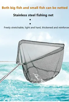Roostevabast terasest kolmnurk kokkuklapitavad dip-net fishing net fishing net teleskoop rod püügivahendite kalapüügi tarvikud 40/50/60 net ci