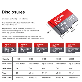 Sandisk Ultra Micro SD 64GB 128GB 256GB 400GB 16G 32GB Micro SD-Kaart SD/TF Flash Card Mälukaart 32 64 128 gb microSD Telefoni