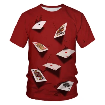 Mängukaardid 3D-printimine meeste ja naiste mood T-särk poker street riietus lahti, mugav riie Üks