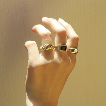 Luksuslik Naiste Ehted 2021 Signet Ring Meeste 18k kullatud Paari Sõrmused kiviga Must Retro Roostevabast Terasest Rõngas Tüdrukud