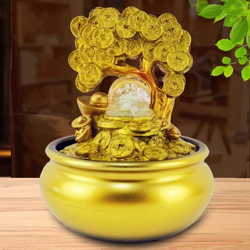 Kuld Raha Puu Purskkaevu Kaunistused Koju Õnne Feng Shui Üleandmise Ball Waterscape Office Elutuba Desktop Õhu Niisutaja