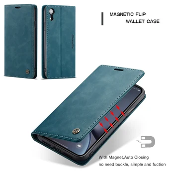 Nahast Flip Telefon Juhtudel iPhone X XsMax Xs XR Magnet Stand Klapp Kate Card Slots Nahast Rahakott, Telefon Juhtudel