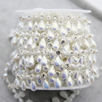 1Meter Crystal Simuleeritud Pearl Helmed Keti DIY Poole Käsitöö Pakkumise Rant Vanik Lilled Umbrohutõrje Riided Sündmus Decor Tarvikud