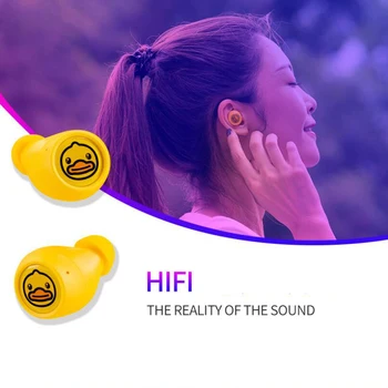 Traadita Bluetooth Kõrvaklappide Väike Kollane Part Peakomplekt Binaural in-ear Headset Nähtamatu Stiilis Unisex Armas Sport Kõrvaklapid