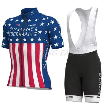 2019 CAMPIONE USA Rattasõit Riiete Komplekt Lühikese varrukaga Särki ja lühikesed püksid, rinnatüki Kit Suvel Meeste jalgratta riided MTB Ropa Ciclismo riided