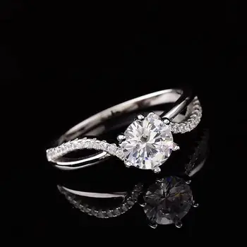 Valge D Moissanite Teemant Rõngad S925 Hõbe Rõngad 1ct(6.5 mm) kihlasormus Naiste Trahvi Ehteid koos Sertifikaadiga