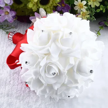 2021top Crystal Rose Pearl Pruutneitsi Pulm Kimp Pruudi Kunstlik Silk Flower Sinine товары для дома