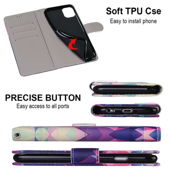 Värvilised, Maalitud Kaardi Pesa Rahakott Flip Case For LG K31 K41S K51S K61 K40 K50 Q60 X4 2019 Aristo 5 Pluss, Samet Stylo 4 5 Kata Kott