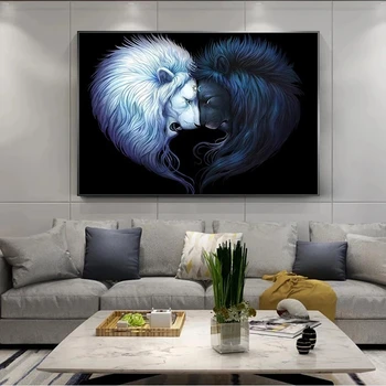 Lõuend Maali Seina Art Must Valge Süda Referaat Plakatid ja Pildid elutuba Kodu Kaunistamiseks Frameless