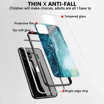 Iphone 12 Mini Pro Max Luksus Marmor Juhtudel Abstraktne Kunst Mustreid Täis karpi Karastatud Klaas + TPU Raske tagakaas