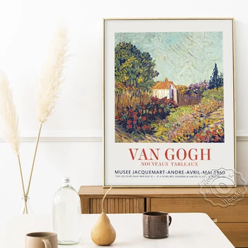 Vincent Van Gogh Muuseumi Näitus Plakat, Väike-Aia Maastik Lõuendile Maali, Vintage Maastiku Seina Pilt Home Decor